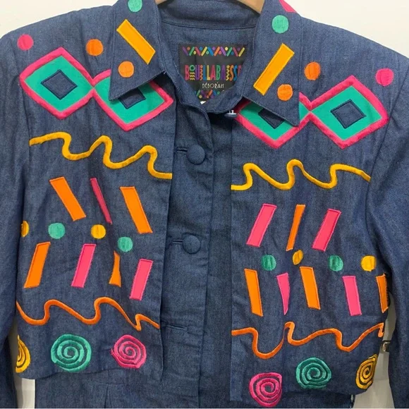 Vintage Bouillabaisse 2 in 1 Multi Color Size 12 Denim Dress.             2908-V - Picture 6 of 10